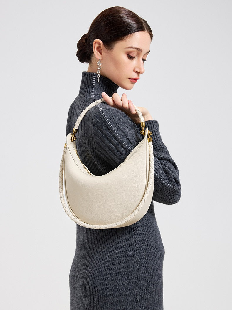 Artisanal Dual-Woven Hobo Shoulder Genuine Leather Bag