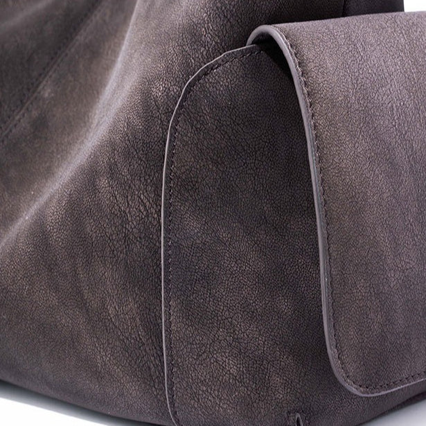 Urban Nomad Genuine Leather Bag | Large Slouchy Shoulder Bag with Side Pockets