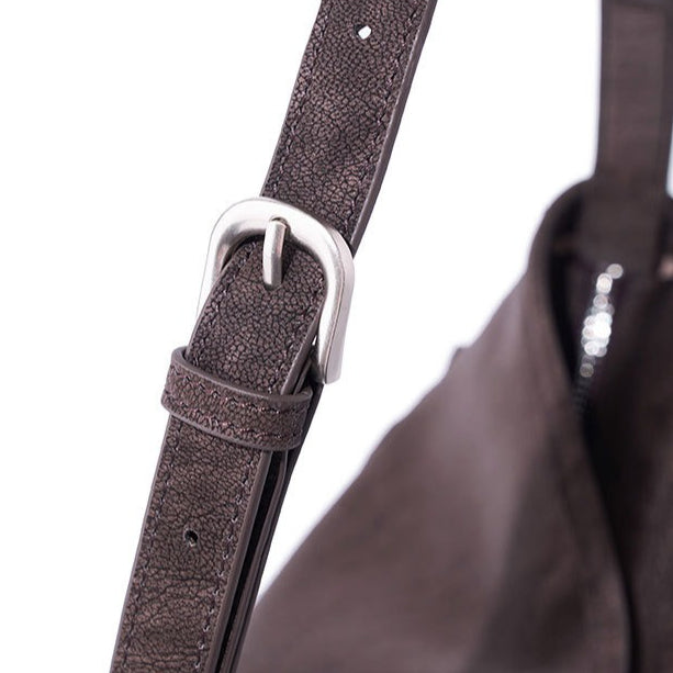 Urban Nomad Genuine Leather Bag | Large Slouchy Shoulder Bag with Side Pockets