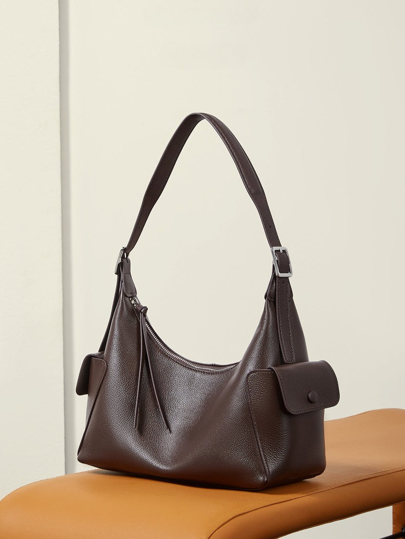 The Velvet Horizon Genuine Leather Tote Bag with Structured Silhouette