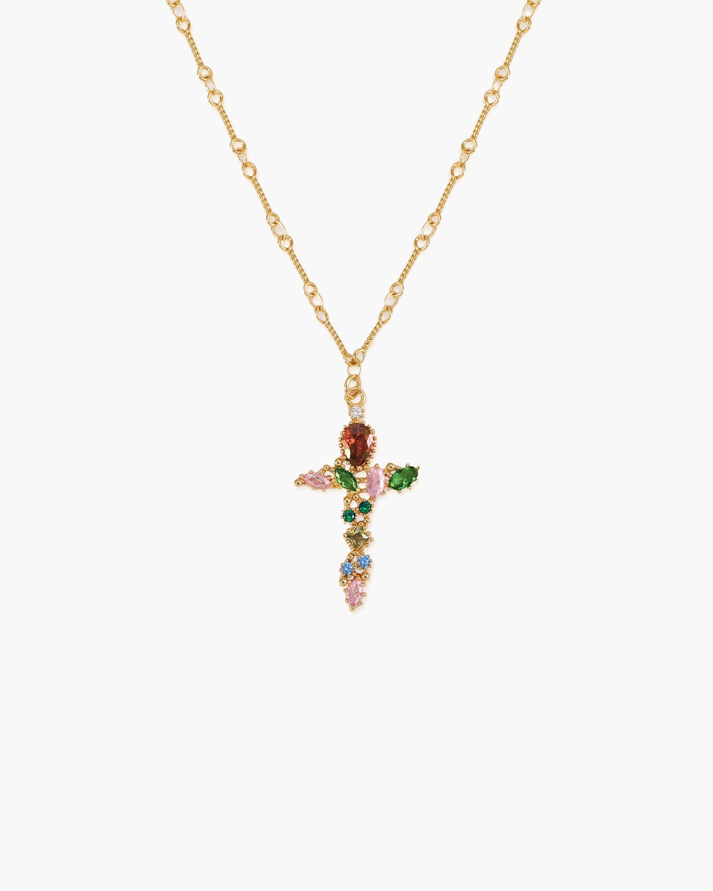 Iridescent Cross Necklace