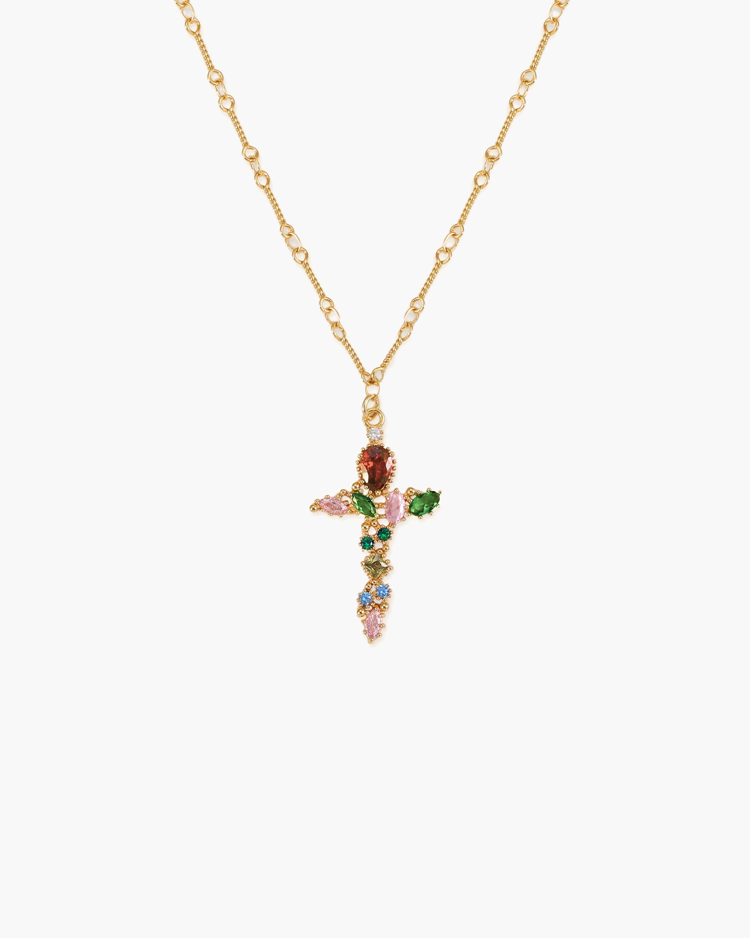 Iridescent Cross Necklace