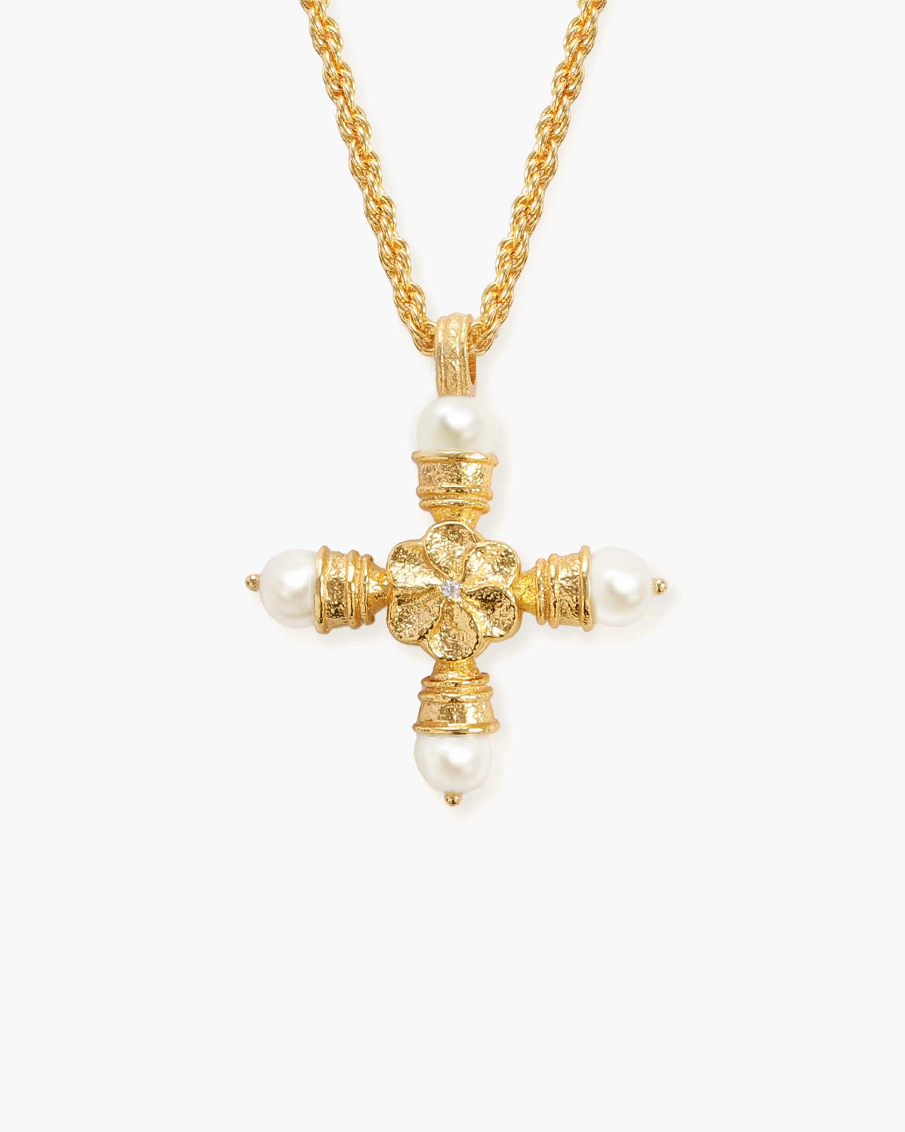 Florence Pearl Cross Necklace
