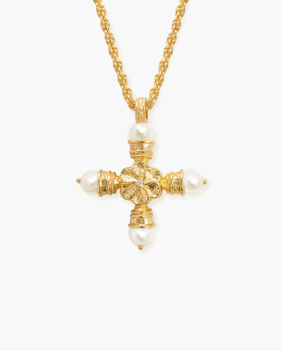 Florence Pearl Cross Necklace
