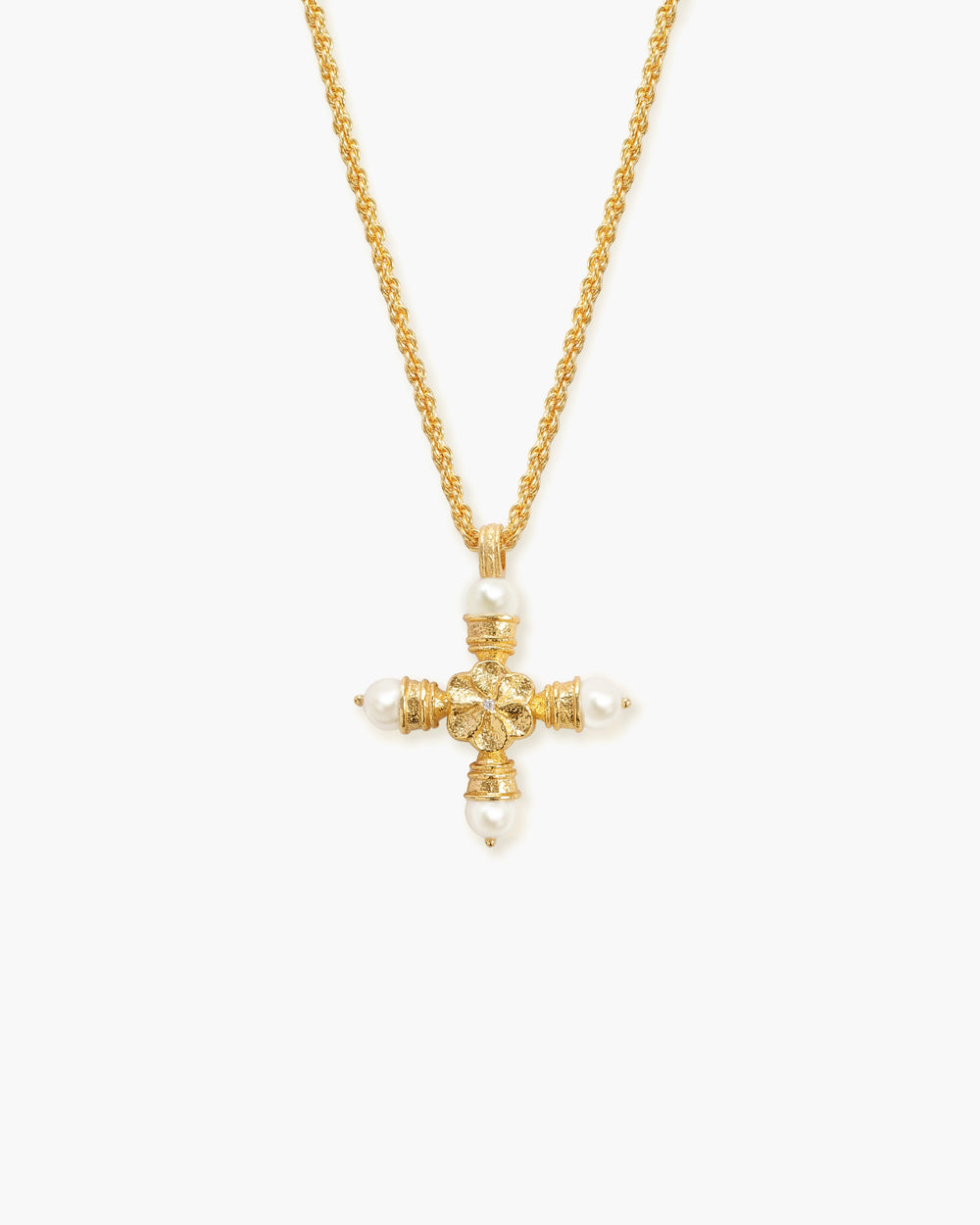Florence Pearl Cross Necklace