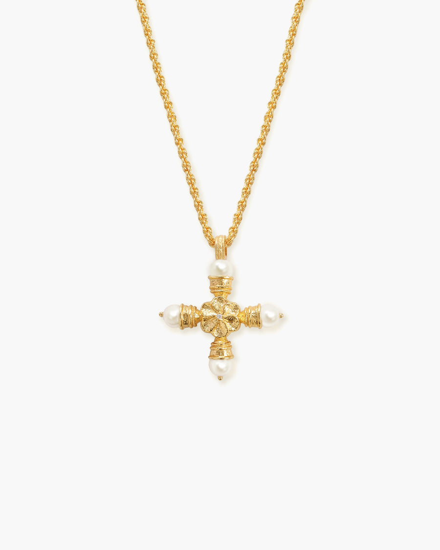 Florence Pearl Cross Necklace