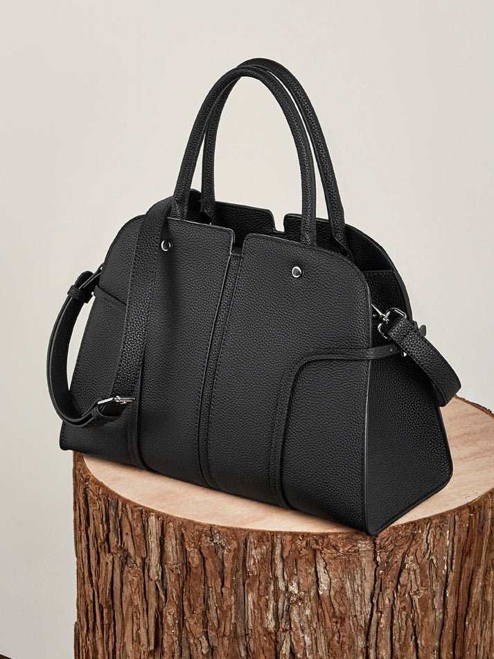 The Executive Structured Genuine Leather Bag - Sophisticated Paneled Work Tote