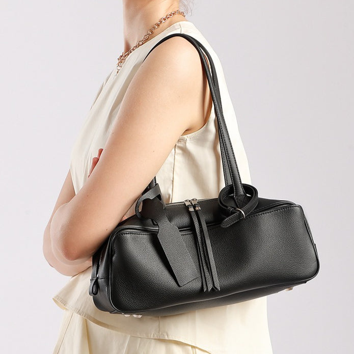 Women's Genuine Pebbled Leather Shoulder Handbag