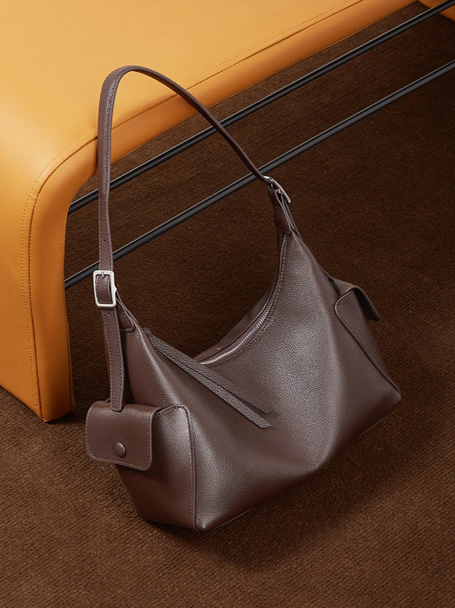 The Velvet Horizon Genuine Leather Tote Bag with Structured Silhouette