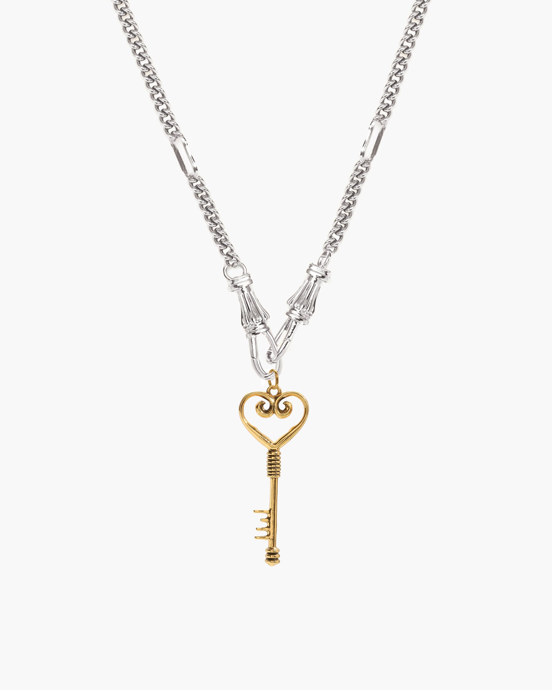 Deco Clasp Chain Necklace in Gold