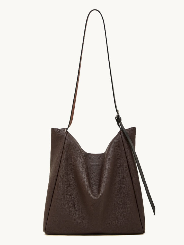 The Nocturne Flow Genuine Leather Tote Bag with Adjustable Strap & Detachable Pouch