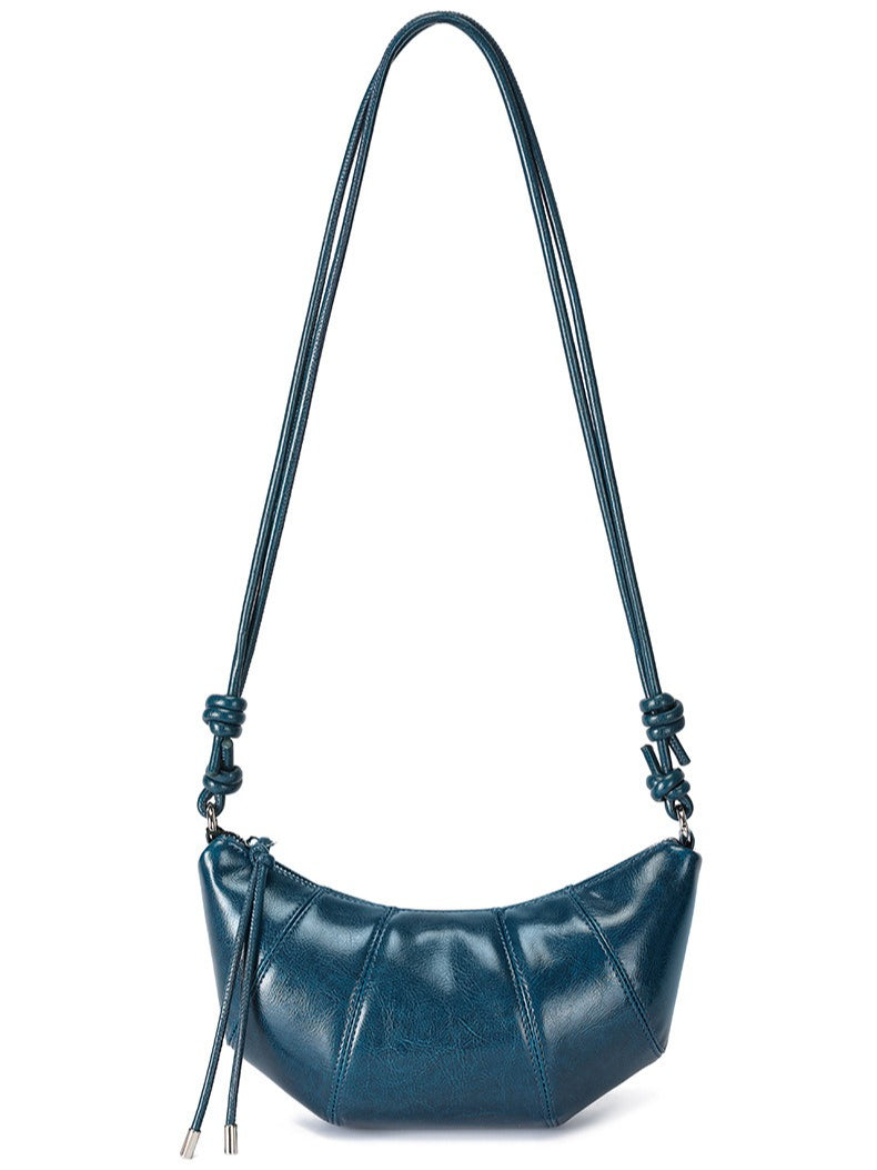 The Artisan Croissant Genuine Leather Bag | Minimalist Knotted Paneled Hobo