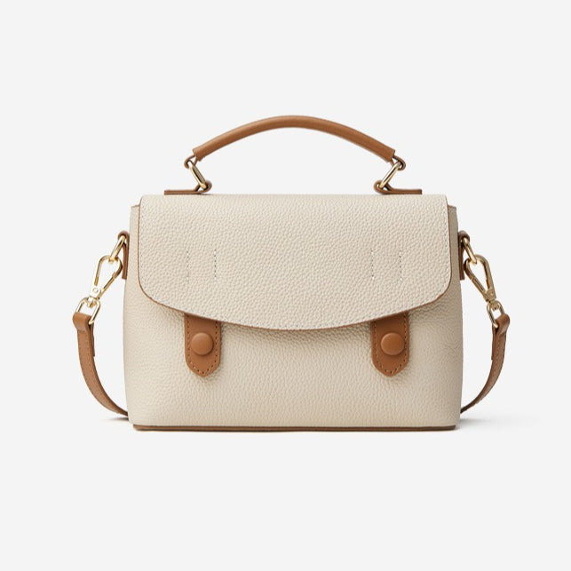 Women's Luxury Pebbled Leather Top-Handle Bag with Cloud Charm