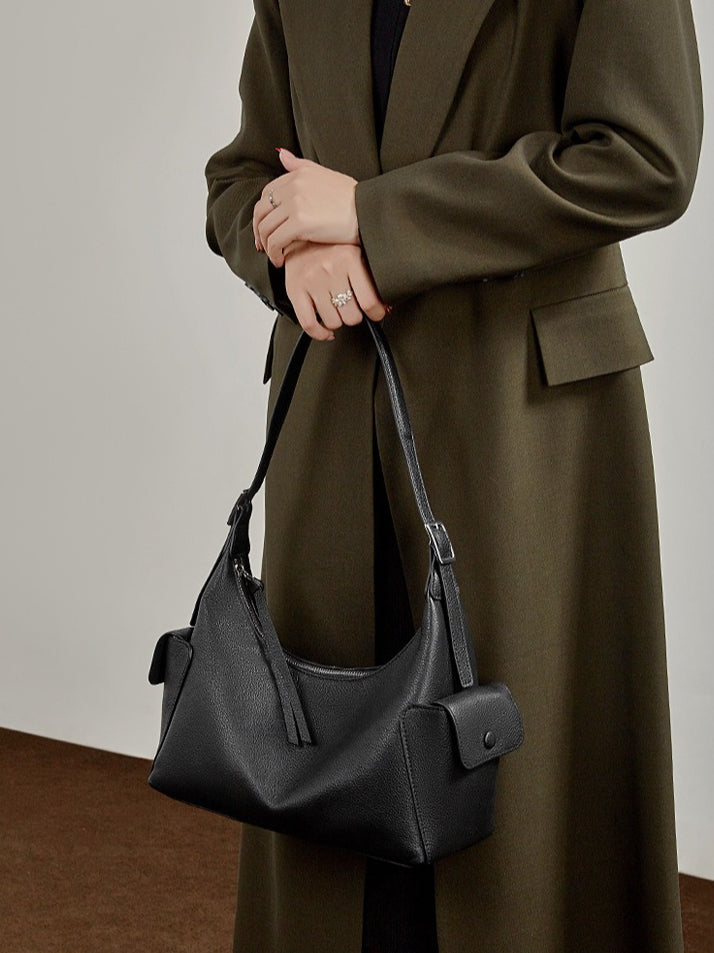 The Velvet Horizon Genuine Leather Tote Bag with Structured Silhouette