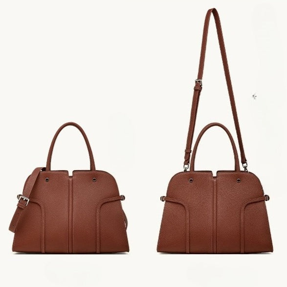 The Executive Structured Genuine Leather Bag - Sophisticated Paneled Work Tote