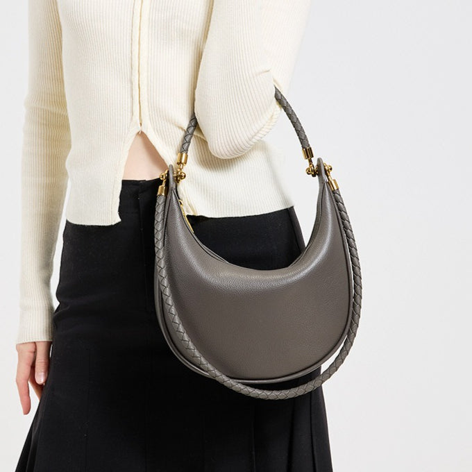 Artisanal Dual-Woven Hobo Shoulder Genuine Leather Bag