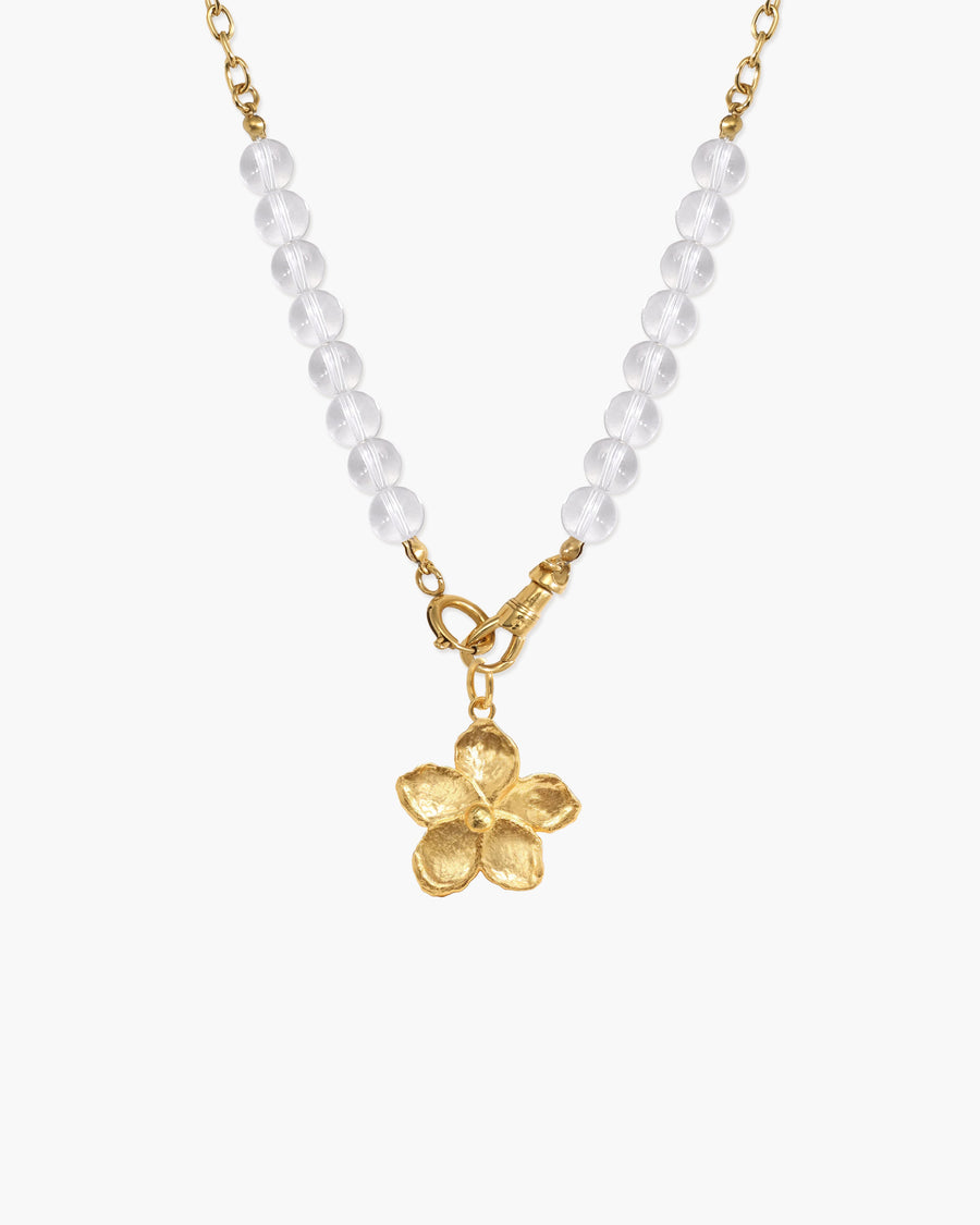 Clear Quartz Beaded Necklace with Charm Holder Clasp
