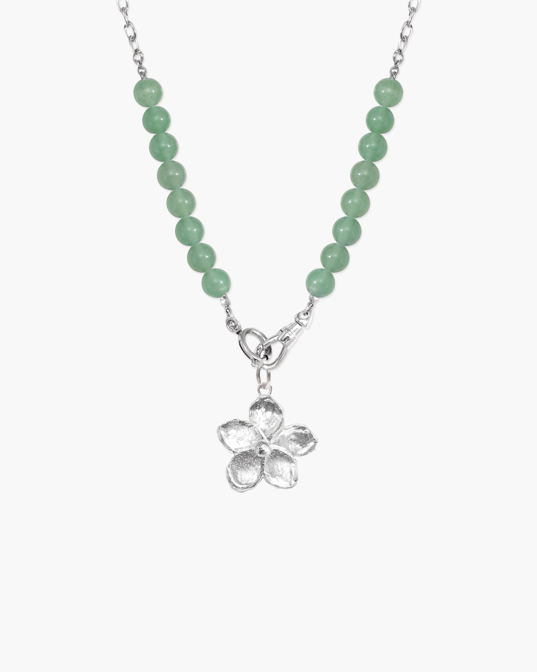 Clear Quartz Beaded Necklace with Charm Holder Clasp