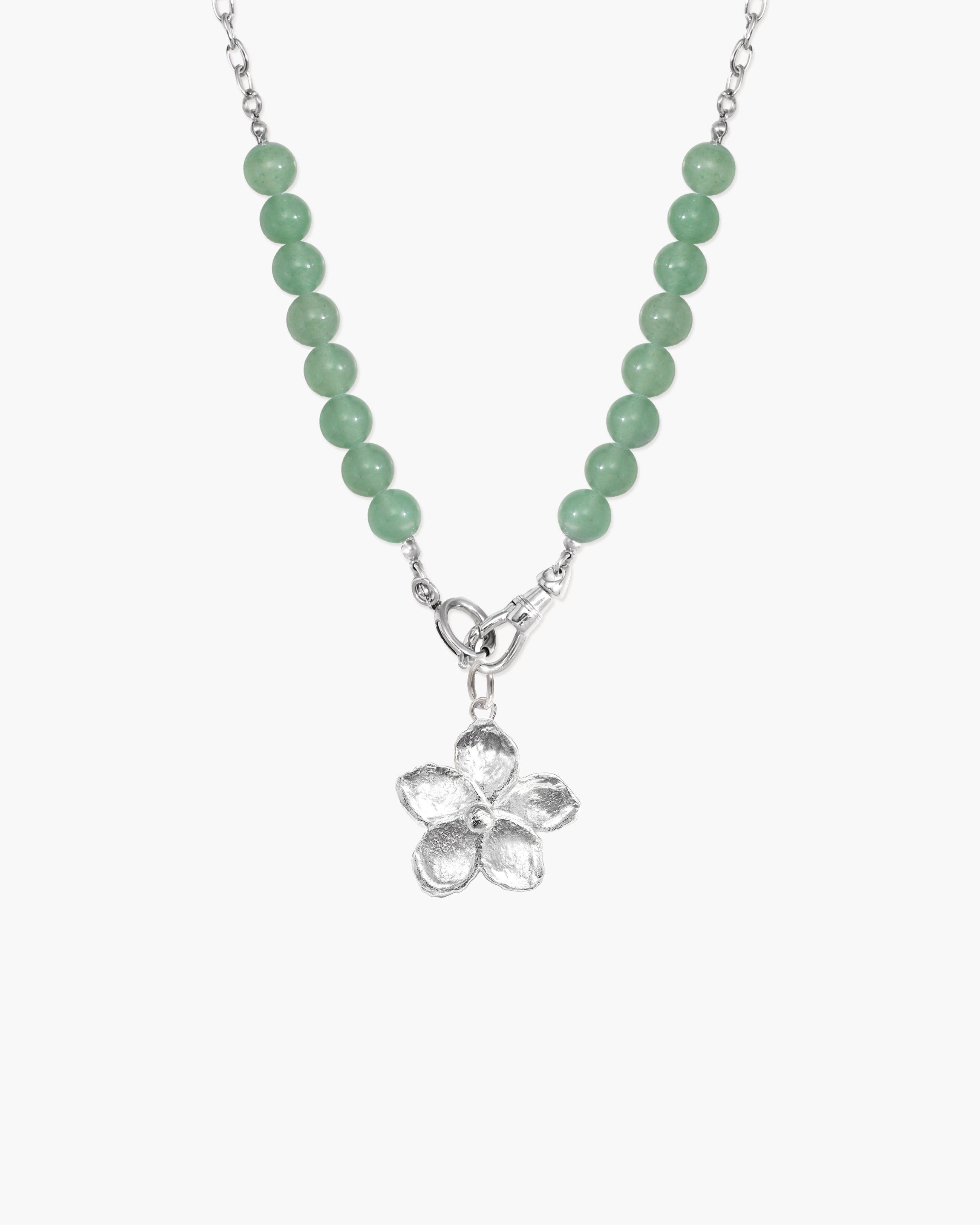 Clear Quartz Beaded Necklace with Charm Holder Clasp