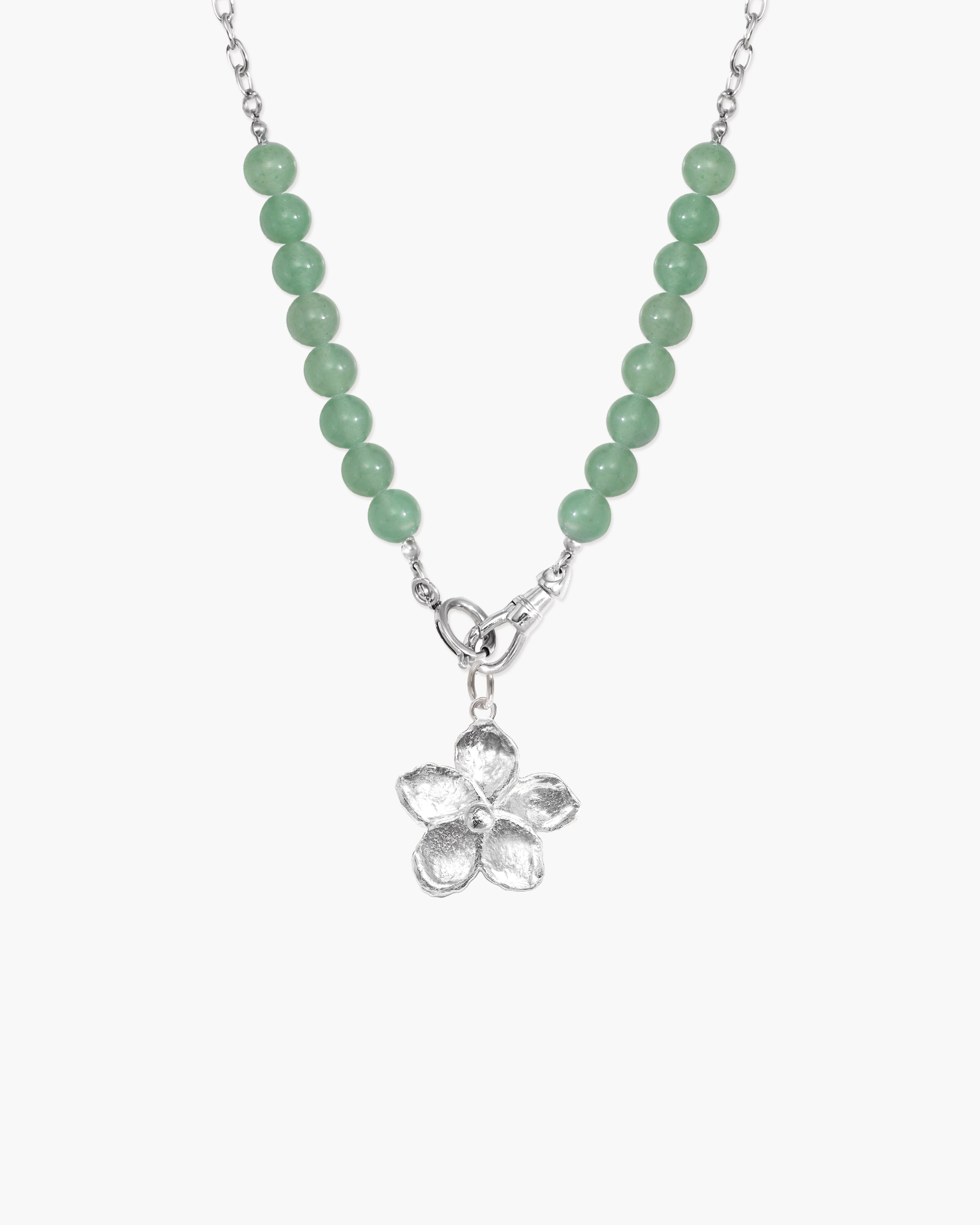 Clear Quartz Beaded Necklace with Charm Holder Clasp