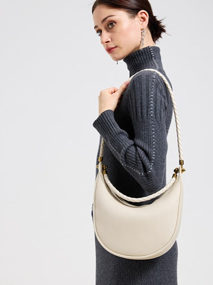 Artisanal Dual-Woven Hobo Shoulder Genuine Leather Bag