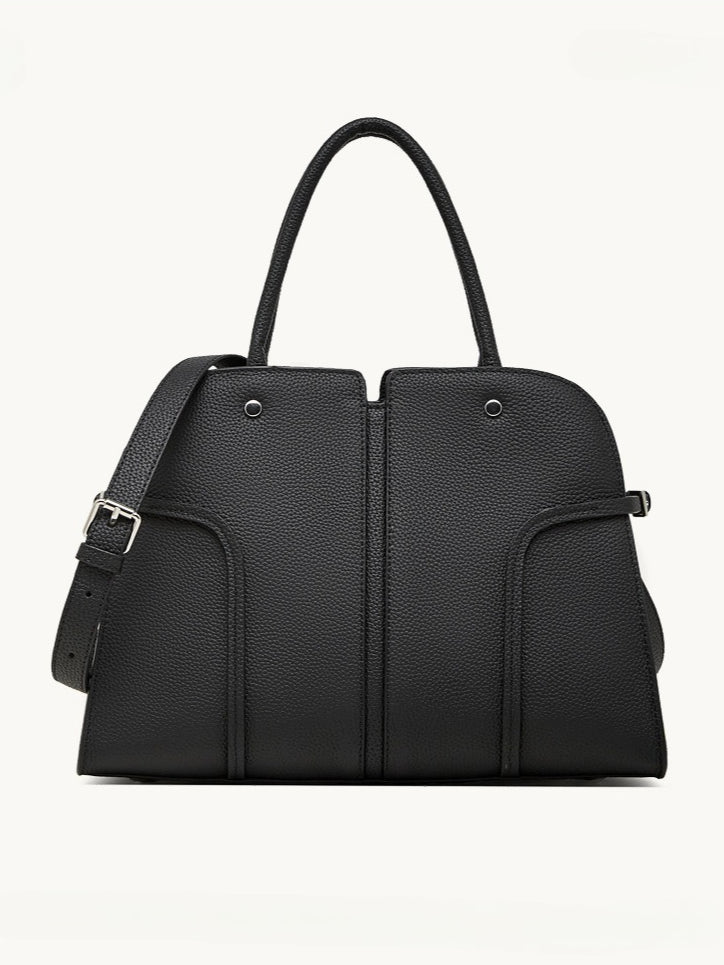 The Executive Structured Genuine Leather Bag - Sophisticated Paneled Work Tote