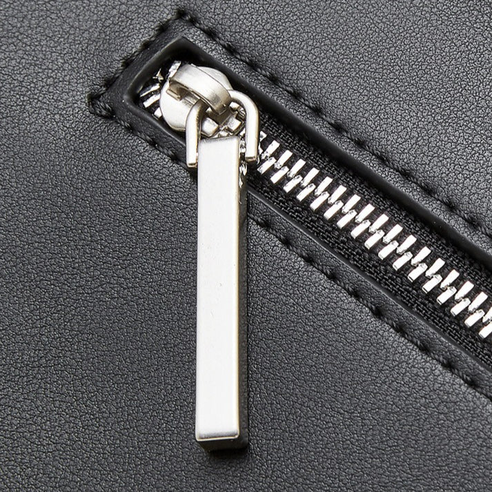 The Linear Turn-Lock Genuine Leather Bag | Minimalist East-West Handbag