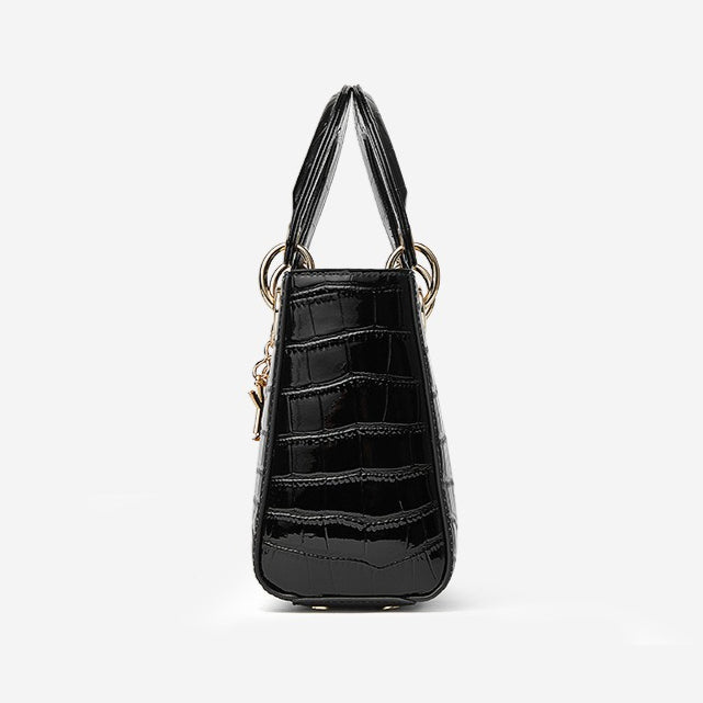 Women's Luxury Croc-Embossed Genuine Leather Top-Handle Bag