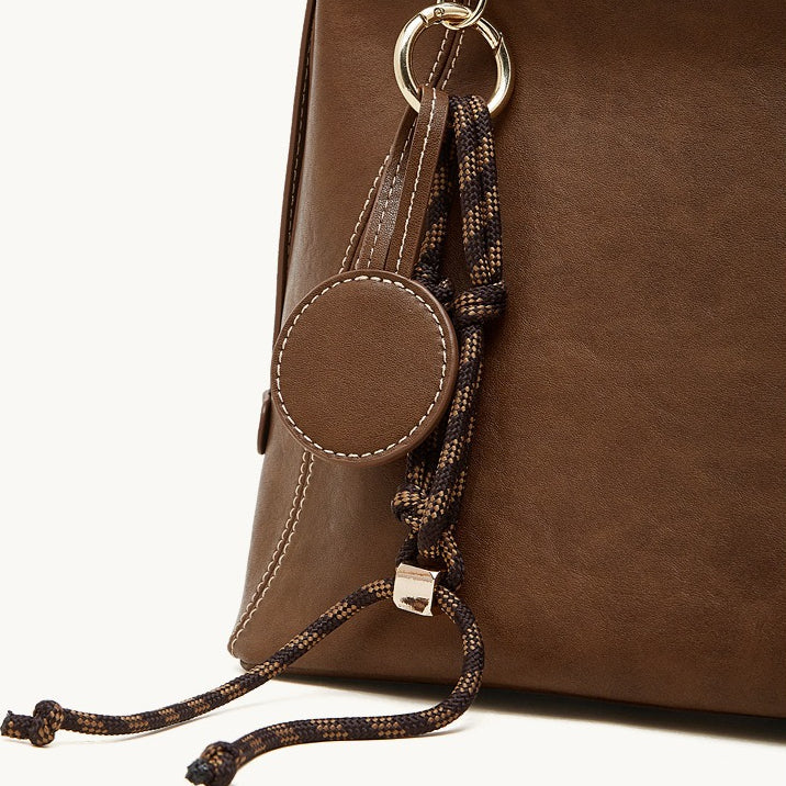 Artisan Stitched Genuine Leather Bag - Vintage Western Shoulder Tote with Tassel