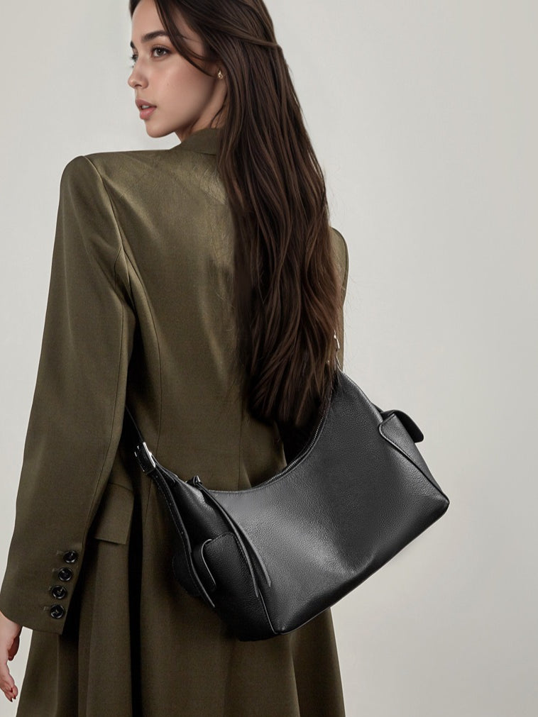 The Velvet Horizon Genuine Leather Tote Bag with Structured Silhouette