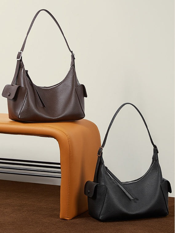 The Velvet Horizon Genuine Leather Tote Bag with Structured Silhouette