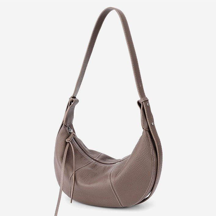 Sable Slouch Crescent Hobo Genuine Leather Bag