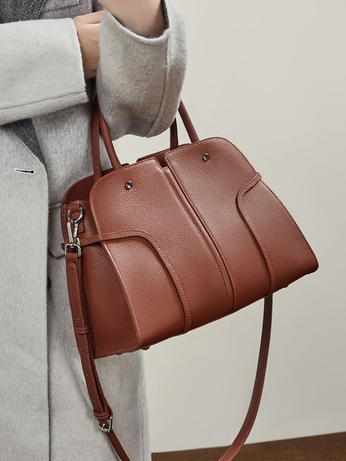 The Executive Structured Genuine Leather Bag - Sophisticated Paneled Work Tote