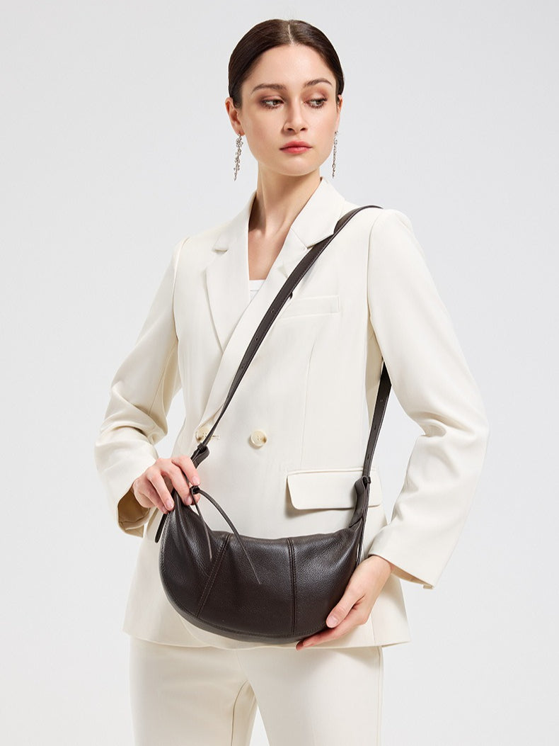 Sable Slouch Crescent Hobo Genuine Leather Bag