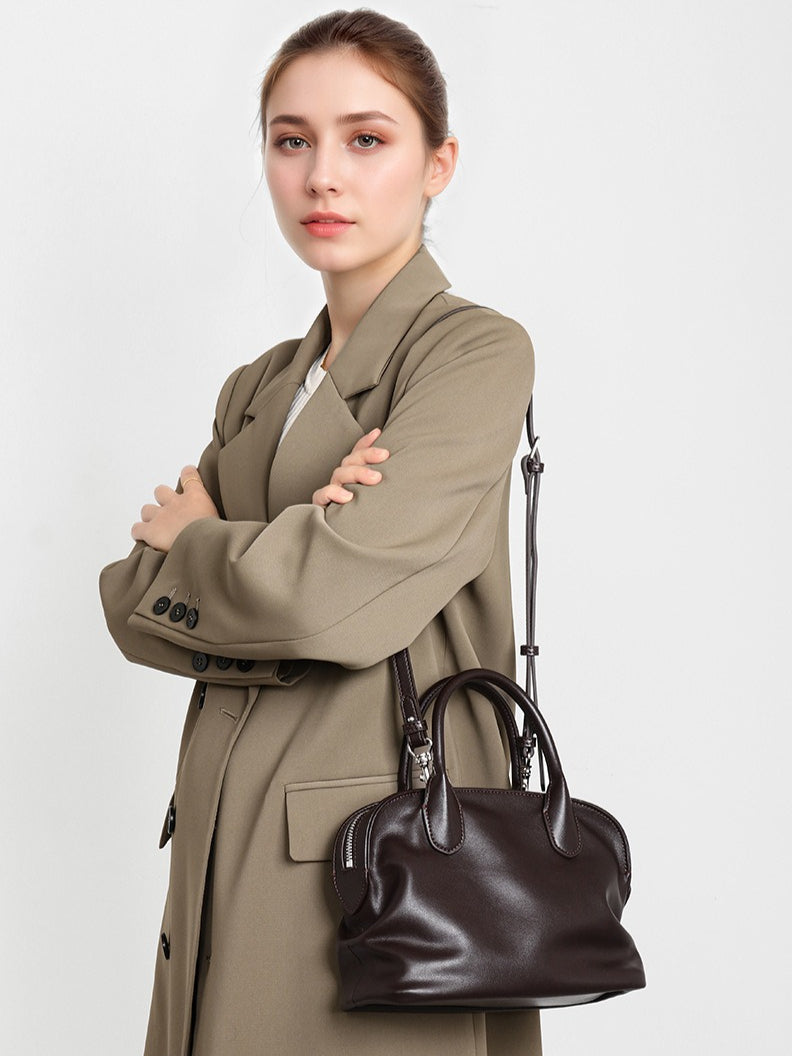 The Cambridge Folio Genuine Leather Crossbody Bag with Flap Closure