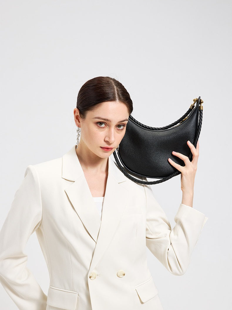 Artisanal Dual-Woven Hobo Shoulder Genuine Leather Bag