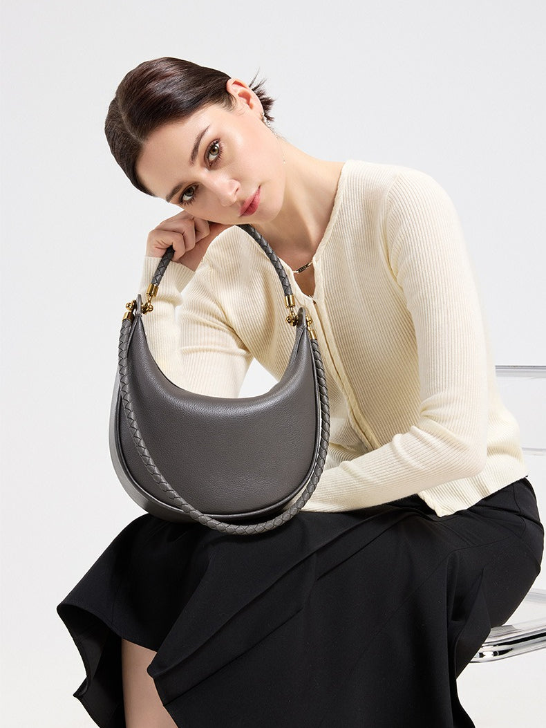 Artisanal Dual-Woven Hobo Shoulder Genuine Leather Bag