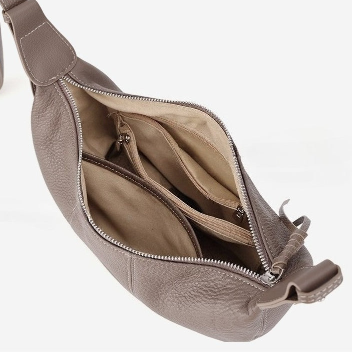 Sable Slouch Crescent Hobo Genuine Leather Bag