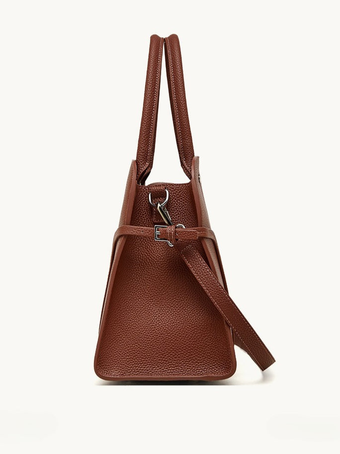 The Executive Structured Genuine Leather Bag - Sophisticated Paneled Work Tote