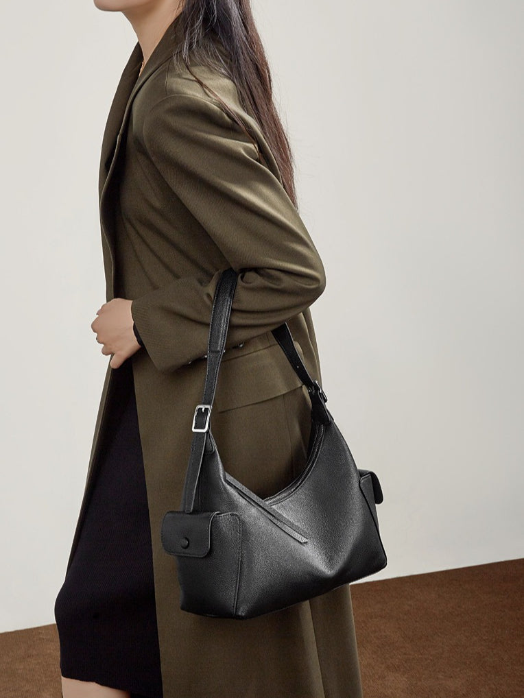 The Velvet Horizon Genuine Leather Tote Bag with Structured Silhouette
