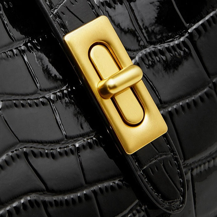 The Metropolitan Glam Croc-Embossed Leather Hobo Bag with Detachable Pouch