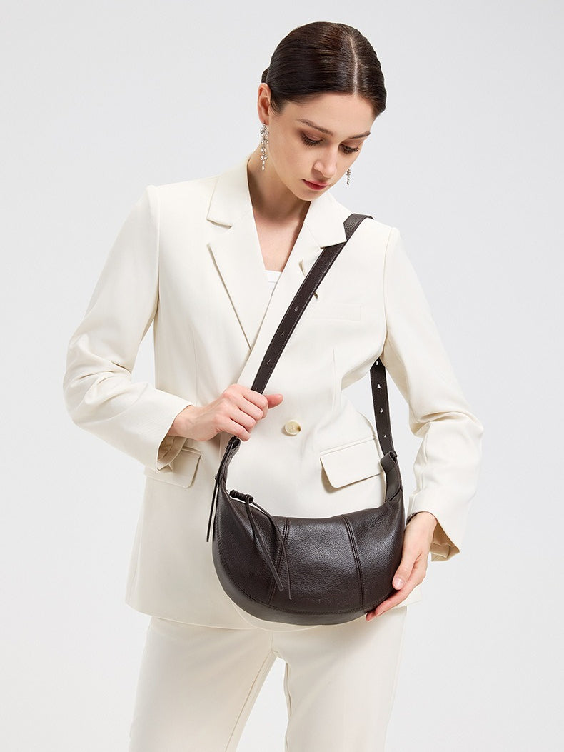 Sable Slouch Crescent Hobo Genuine Leather Bag