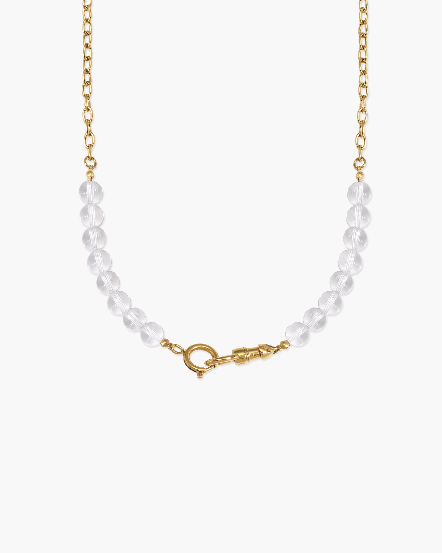 Clear Quartz Beaded Necklace with Charm Holder Clasp