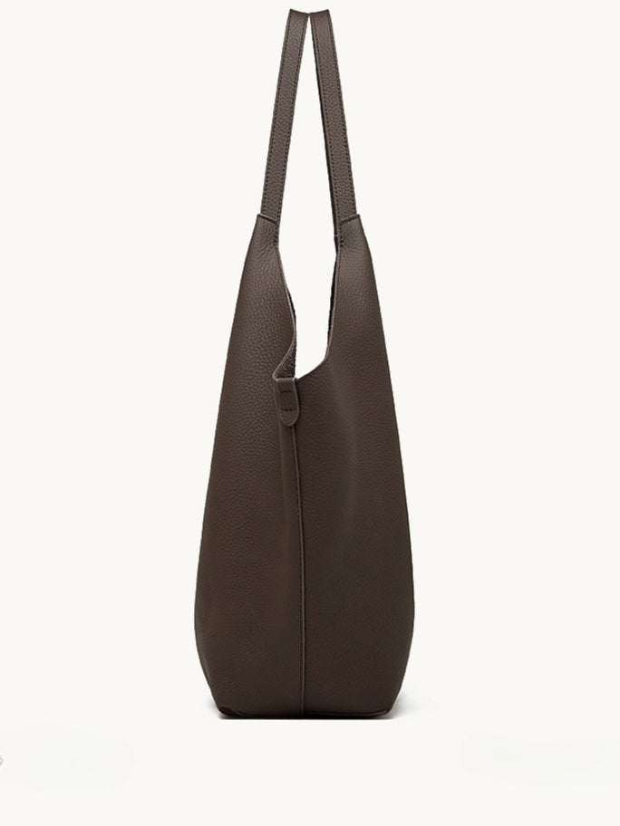 The Ethereal V-Cut Genuine Leather Bag | Minimalist Pebbled Hobo Tote
