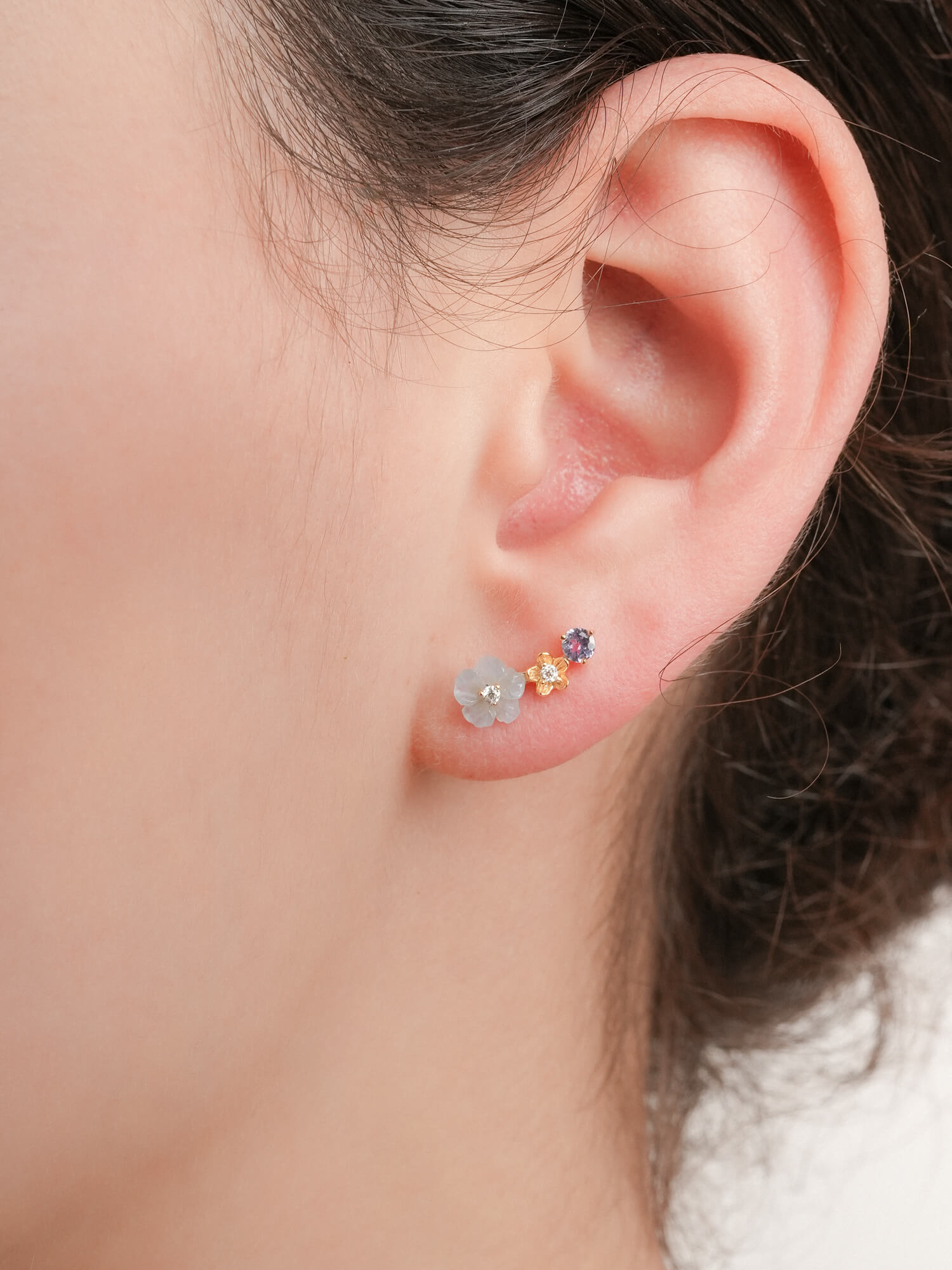 Blue Flower Climber Earrings – Aquamarine & Tanzanite