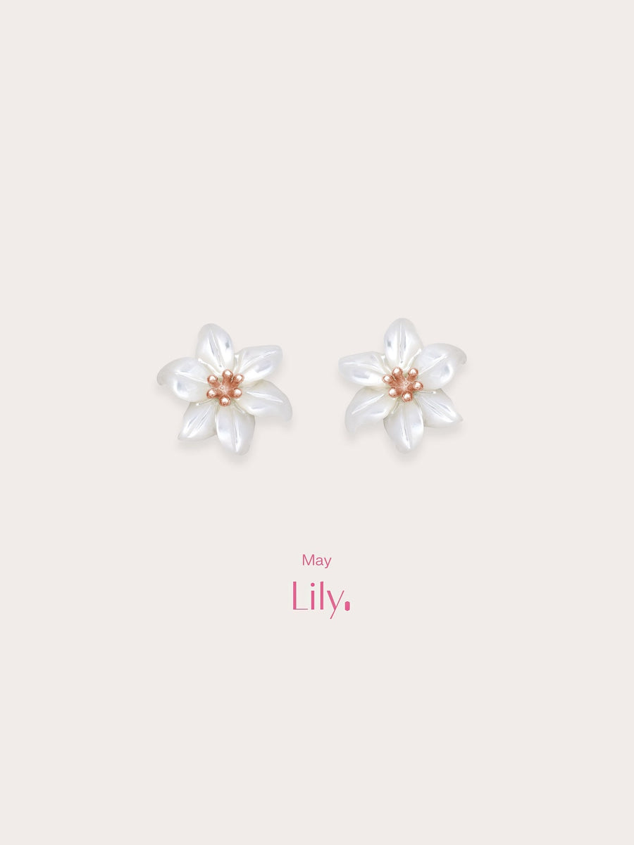 Carved Lily Stud Earrings