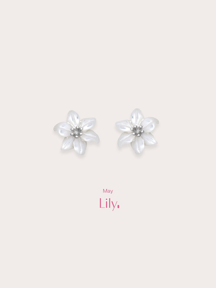 Carved Lily Stud Earrings