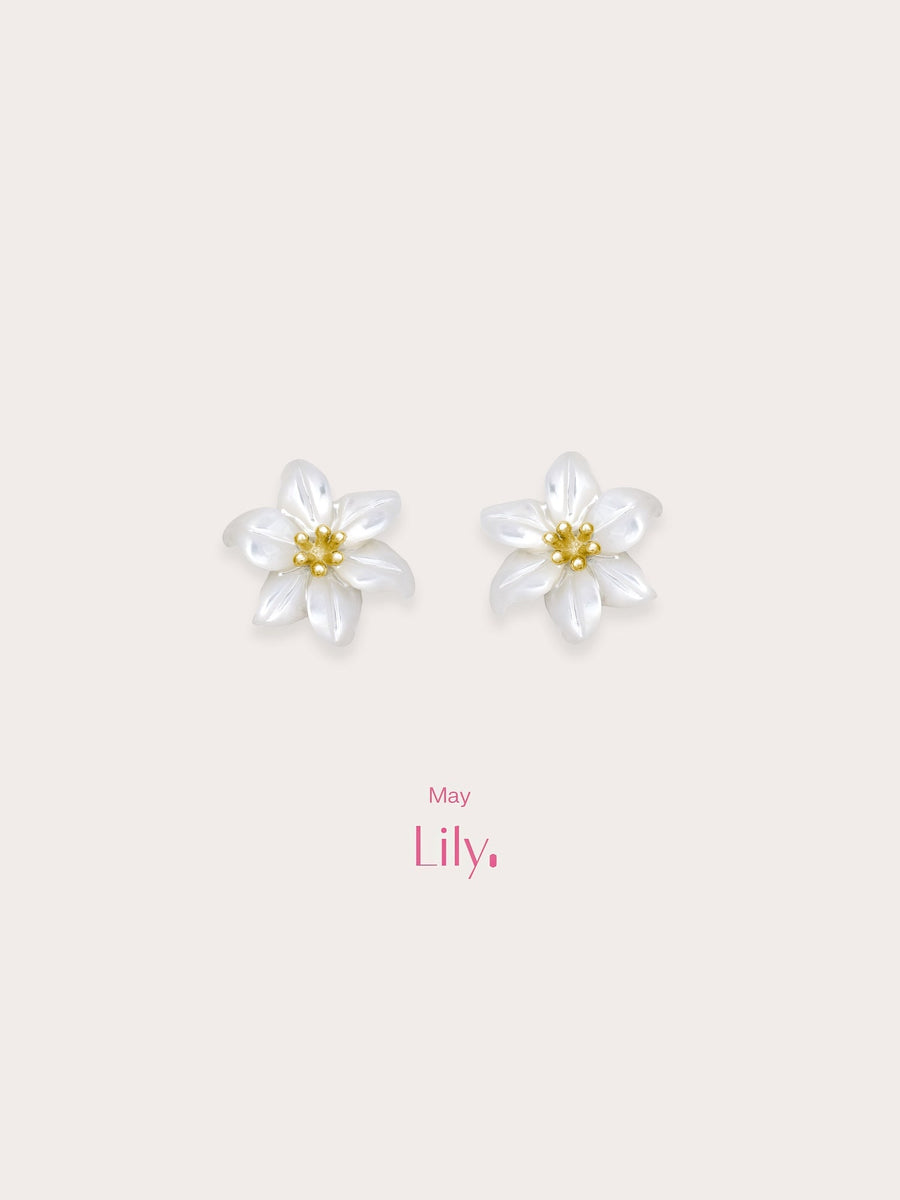 Carved Lily Stud Earrings
