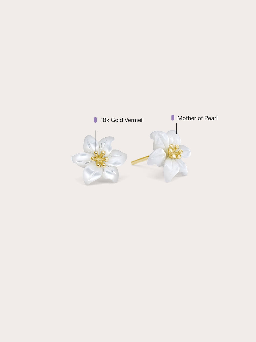 Carved Lily Stud Earrings