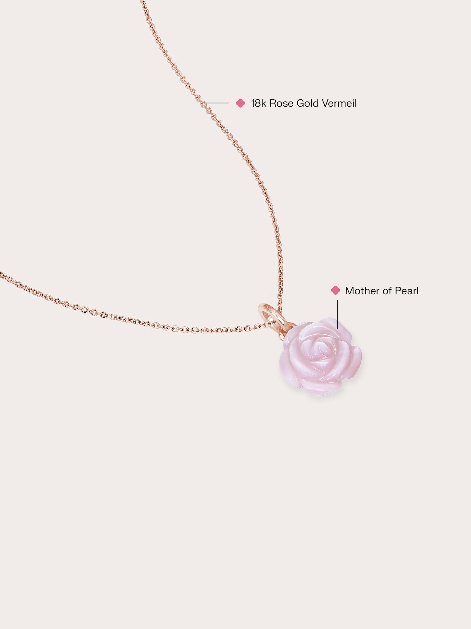 Carved Pink Rose Necklace